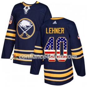 Adidas Maillot de Hockey Buffalo Sabres Robin Lehner 40 2017-2018 Bleu Marine USA Flag Fashion Authentic - Homme